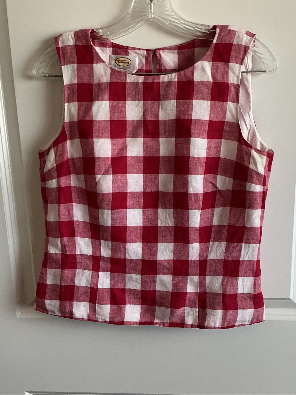 Talbots Red and White Gingham Sleeveless Linen Tank